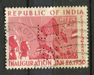 INDIA; 1950 early Inauguration issue fine used 2a. value + PERFIN