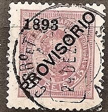 PORTUGAL   92 USED 1893 25r lil rose Overprint CV $100,