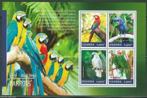 UGANDA 2014  PARROTS SHEET MINT NEVER HINGED