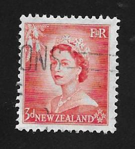 New Zealand SC# 292 - (3p) - Queen Elizabeth II, red, Used