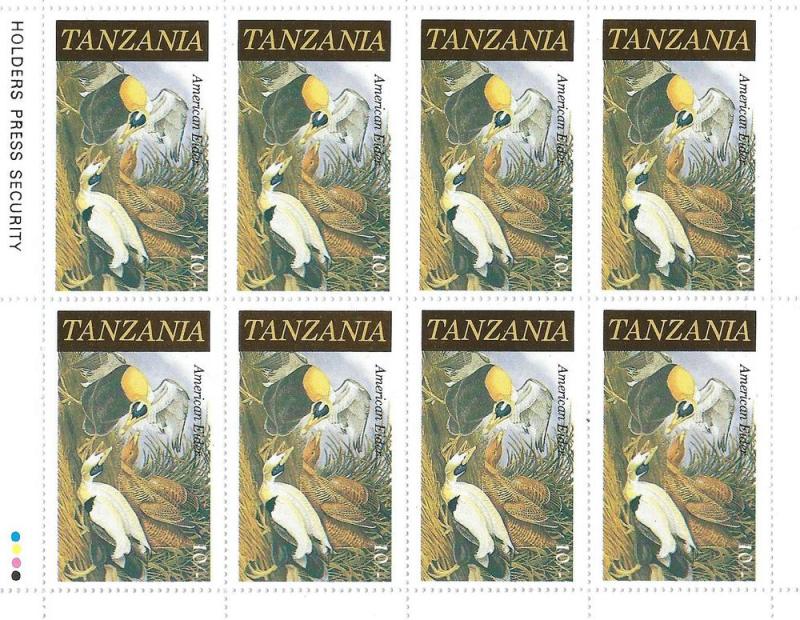 Tanzania #307 American eider  Sheet 08 (MNH) CV $2.40