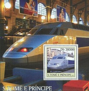 S. TOME & PRINCIPE 2003 - T.G.V trains s/s. Scott Code: 1563