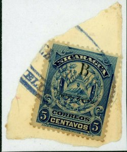 Nicaragua 1907 Bluefields ⭐5¢ ABNC⭐ Sc # L177⭐Max # LB137⭐ On Piece ⭐ G590 ⭐☀⭐☀⭐