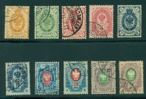 FINLAND #46-55 (35-44)  Complete set of lower values, used, VF, Scott $224.75
