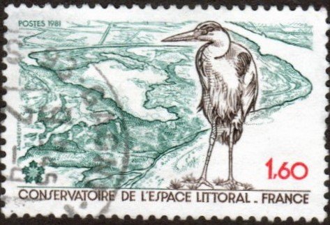 France 1746 - Used - 1.60fr Sea Shore Conservation / Heron (1981) (cv $0.60)