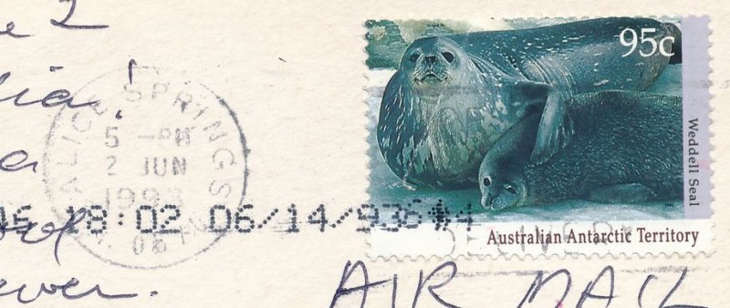 Australian Antarctic Territory sc# L86 Used on Postcard Uluru Park pm 1993