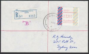 AUSTRALIA 1985 (15 Feb)  $2.80 Frama on Registered cover ex Canberra........E188
