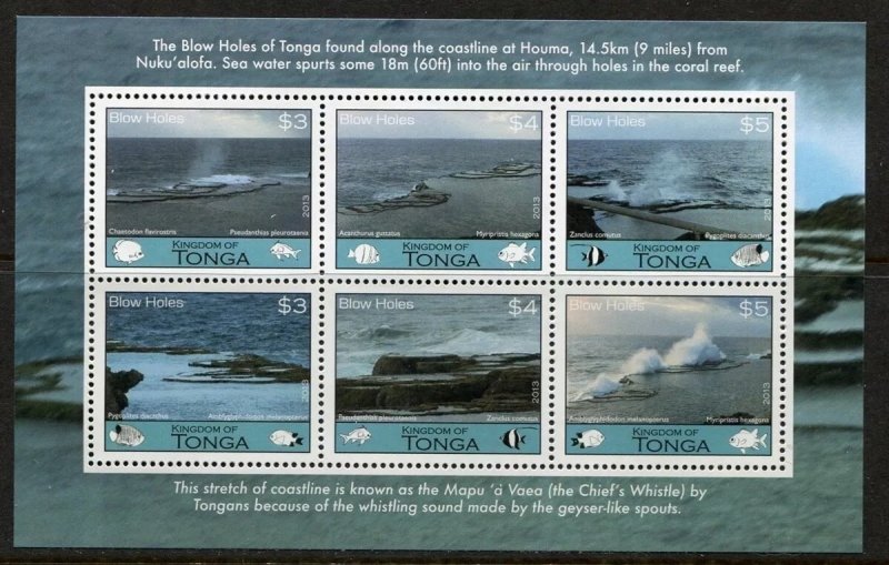 Australia Tonga #1202 GEYSERS (Blow Holes) SHEET (NEVER HINGED) cv$28.00