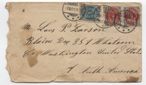 1901 Denmark cover to Washington 3 stamps [y8766]