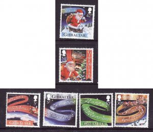 Gibraltar-Sc#822-7-unused NH set-Christmas & New Years Greetings-1999-