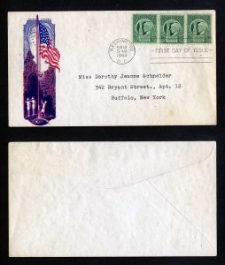 # 908 First Day Cover addressed with Unknown Patriotic cachet dated 2-12-1943