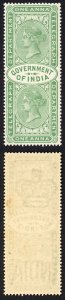 India Telegraph T32 1a Green Wmk T25 M/M Cat 28 pounds