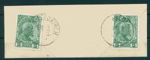 LIECHTENSTEIN, 5h 1912, 2 examples on piece with RAILWAY-CANCEL BUCHS-FELDKIRCH