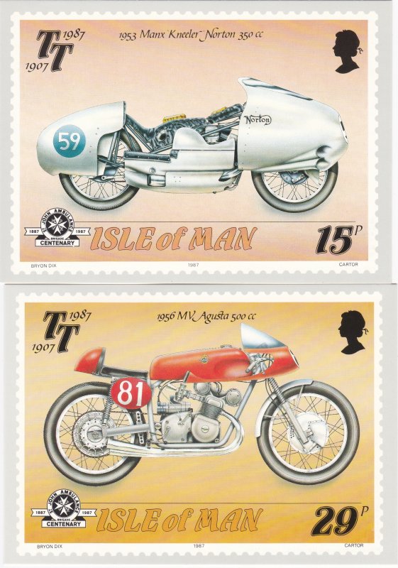 Isle of Man # 335-339, Tourist Trophy Motorcycle Races, Maxi Cards Mint Unused