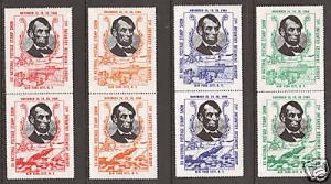 US unused 1960 ASDA Labels, Abraham Lincoln vertical. pairs, fresh, VF