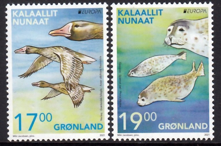 GREENLAND 2021 EUROPA CEPT BIRDS SEALS MARINE FAUNA OISEAUX VOGEL