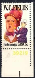 US Stamp #1803 MNH W.C. Fields Bottom Margin Plate Number Single