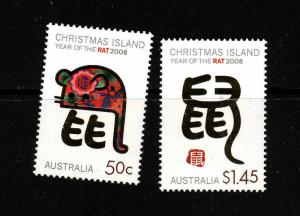 Christmas Is.-Sc#467-8-unused NH set-Chinese New Year of the Rat-2008-