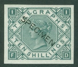 SG L235t  1877 10/- grey-green plate 1 Imperf, overprinted specimen ‘type 9'... 