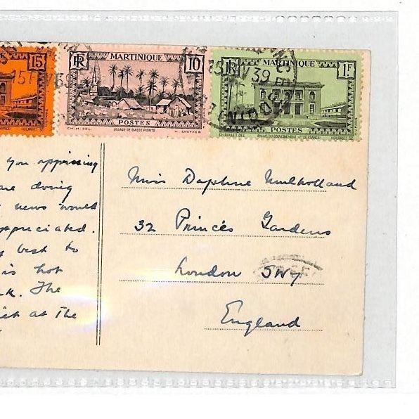 AT86 1939 Martinique London GB Postcard {samwells-covers}PTS