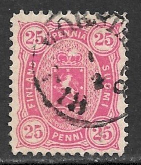 FINLAND 1881-83 25p Rose Perf. 12 1/2 ARMS Issue Sc 29 VFU