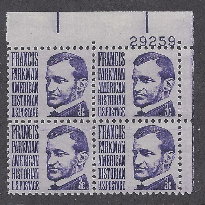 1281 Plate block 3 cent Francis Parkman Historian