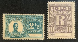 Colombia-Antioquia, Scott #F3-4, Unused, Hinged