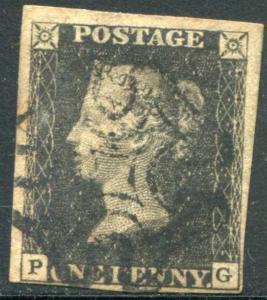 Great Britain #1 VeryFine   Penny black  PG    ** Free shipping **