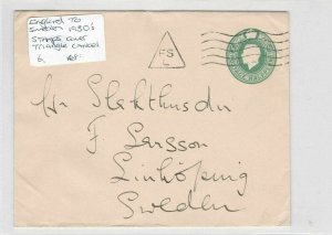 england-sweden 1930's stamps cover triangle cancel ref 8624