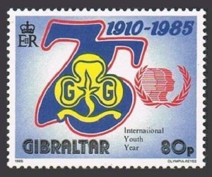 Gibraltar 480, MNH. Michel 499. IYY-1985. Girl Guides 75th Ann. Emblem.