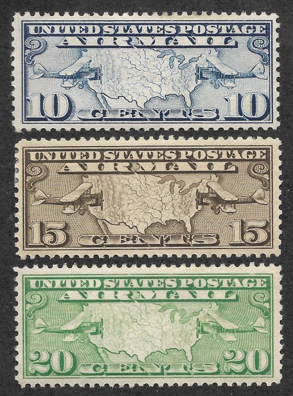 Doyle's_Stamps: MH Early Airmail Set Scott #C7* to #C9* -- 1926-1927