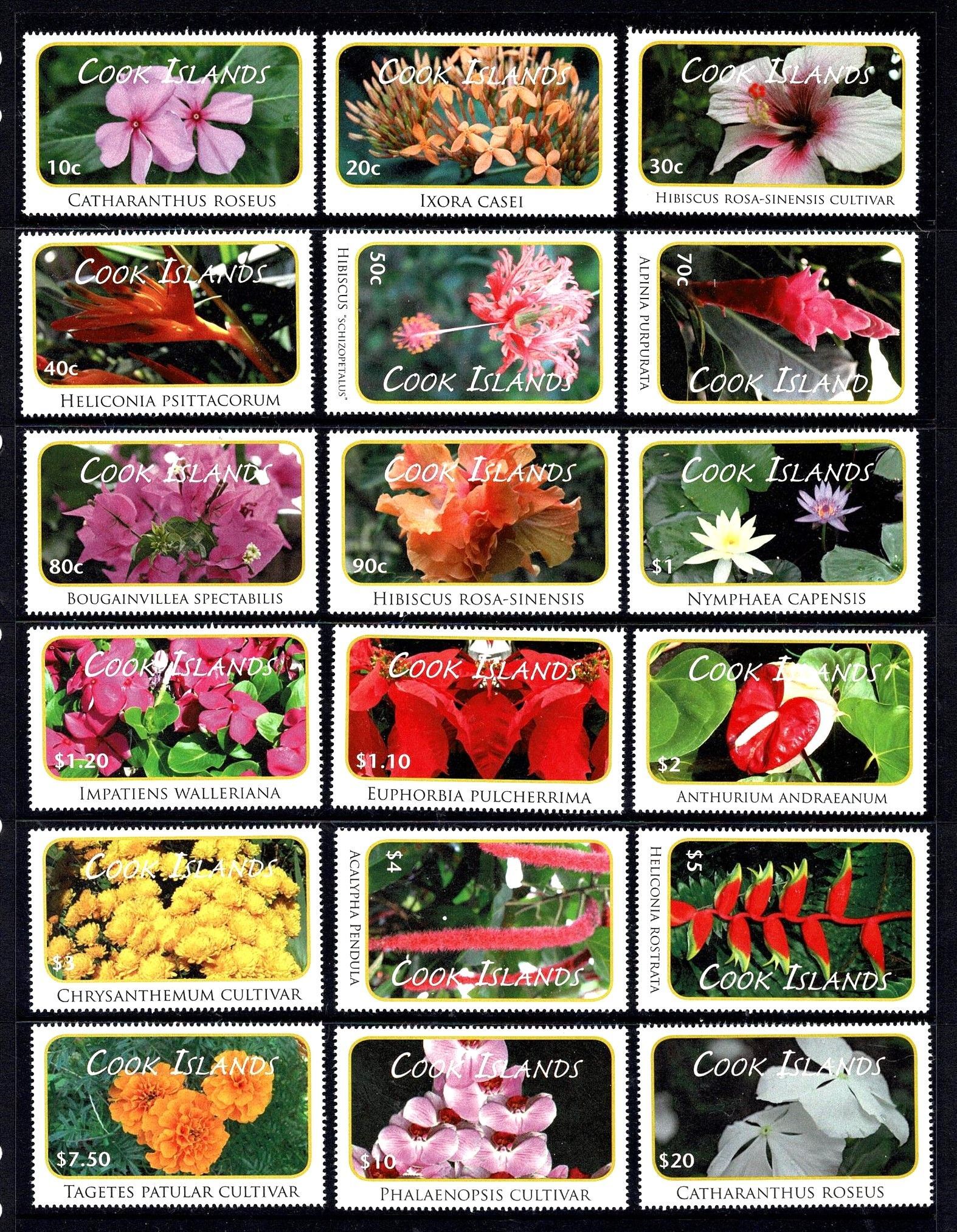 Cook Islands 2010 Flowers Set of 18 MNH | Australia & Oceania - Cook ...