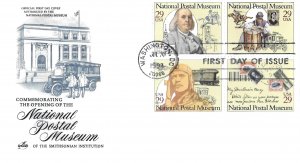 1993 FDC, #2782a, 29c National Postal Museum, Art Craft, block of 4