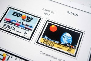 COLOR PRINTED SPAIN 1976-1993 STAMP ALBUM PAGES (101 illustrated pages)