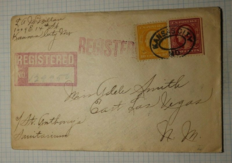 US Sc332a or 375a 338a or 381 Used On Cover Registered Cover 1911 E LV NM  
