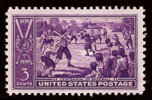 Scott 855  3¢ Baseball Centennial Single, MNH