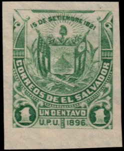 ✔️ EL SALVADOR 1896 - UPU IMPERFORATED WM117  Sc. 146 MNGAI NH [6.2]