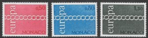 1971 Monaco Sc #797-99 -Europa MNH postage stamp set Cv$15