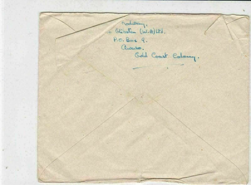 gold coast 1940s people at work airmail stamps cover ref 20446