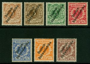 German Colonies SOUTH WEST AFRICA 1898 SURCHARGED set Sc# 7 + 7b -12 mint MH