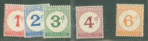 Nyasaland Protectorate #J1-J5 Unused Single (Complete Set)