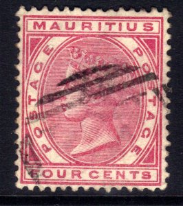 Mauritius 1883 - 94 QV 4ct Carmine Used SG 105 ( D342 )