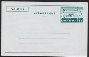 RWANDA Aerogramme 5F Airplane c1960s Unused