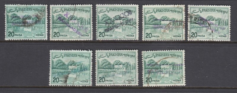 Bangladesh, Pakistan Sc 135C used. 1970 20p w/ Bangladesh local ovpts, 8 diff