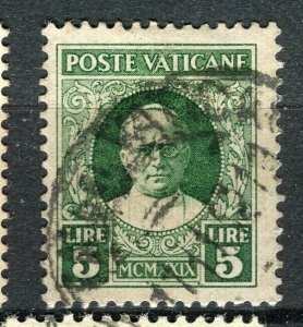 VATICAN; 1929 early Pope Pius XI issue fine used hinged 5L. value