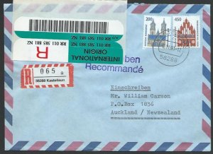 GERMANY 1993 Registered airmail cover to New Zealand - nice franking.......11901