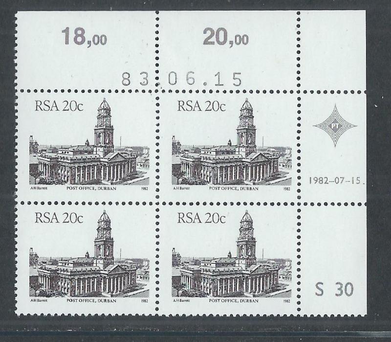 SOUTH AFRICA SC# 597 UR CONTROL B/4 FVF/MNH 1982