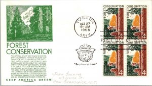 FDC 1958 SC #1122 Anderson Cachet - Tucson AZ - Block Of 4 - J4372