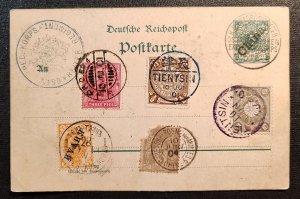 German Empire. Old Deutsche Post postcard in China from the early 20th century..