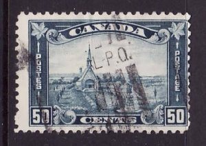 Canada-Sc#176-used 50c dull blue  Church-Grande Pre, Nova Scotia-id#258-1930-